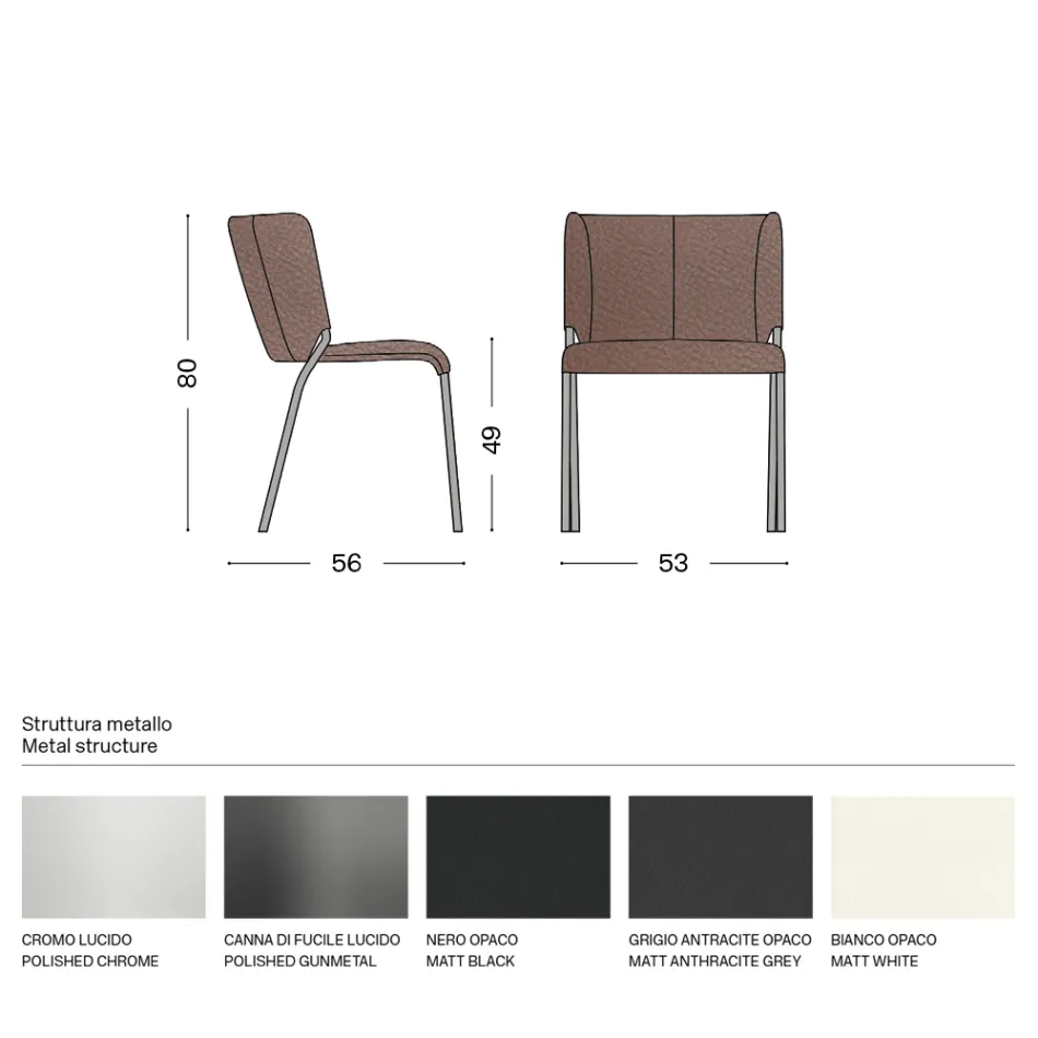 Chaise de salle à manger avec assise recouverte de cuir Made in Italy - Giulia Viadurini