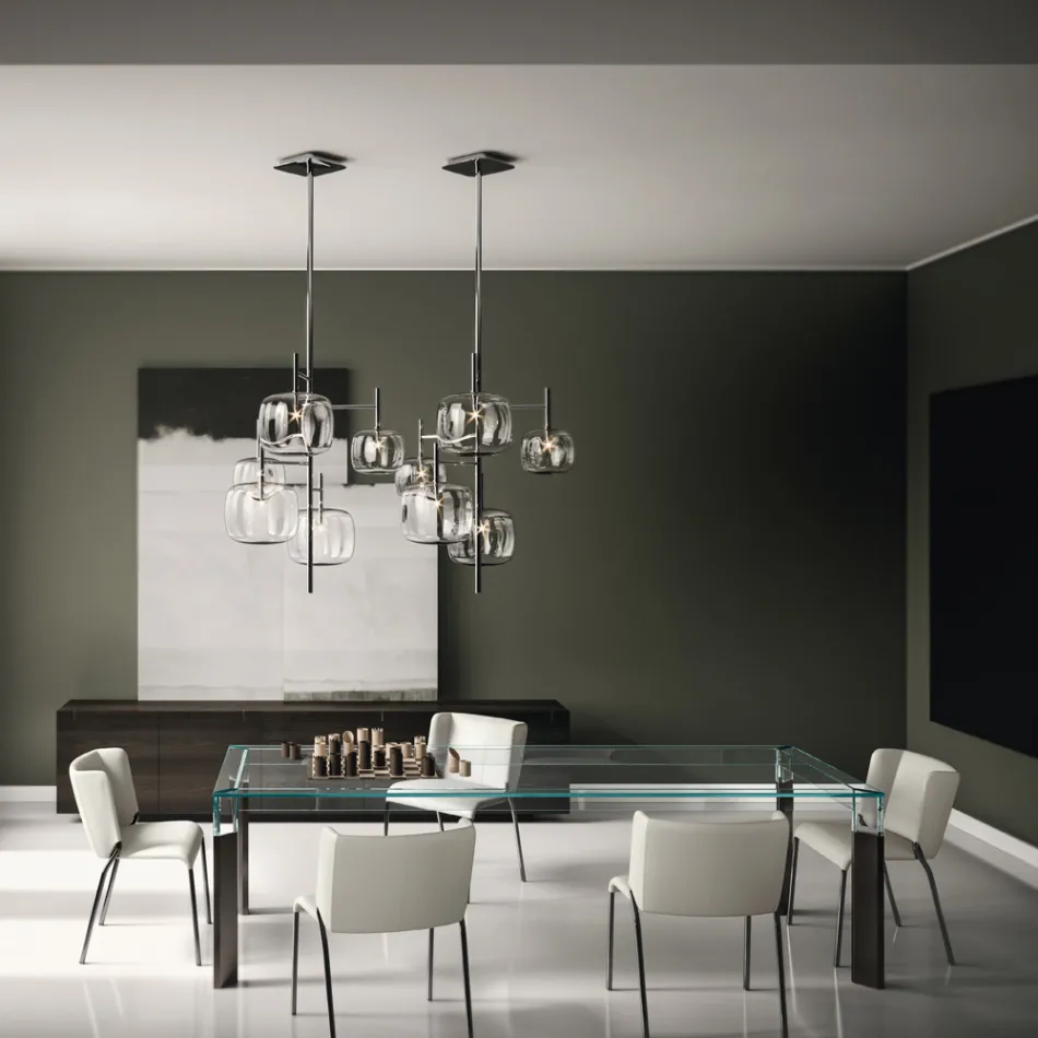 Chaise de salle à manger avec assise recouverte de cuir Made in Italy - Giulia Viadurini