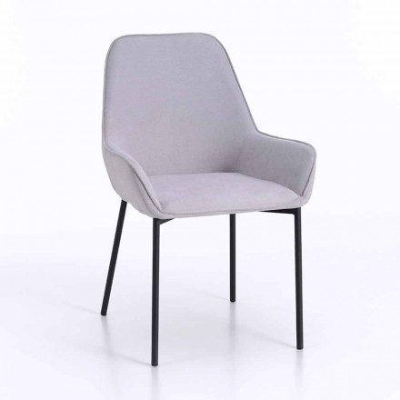 Chaise de salle à manger design en microfibre et métal noir, 4 pièces - Cracco Viadurini