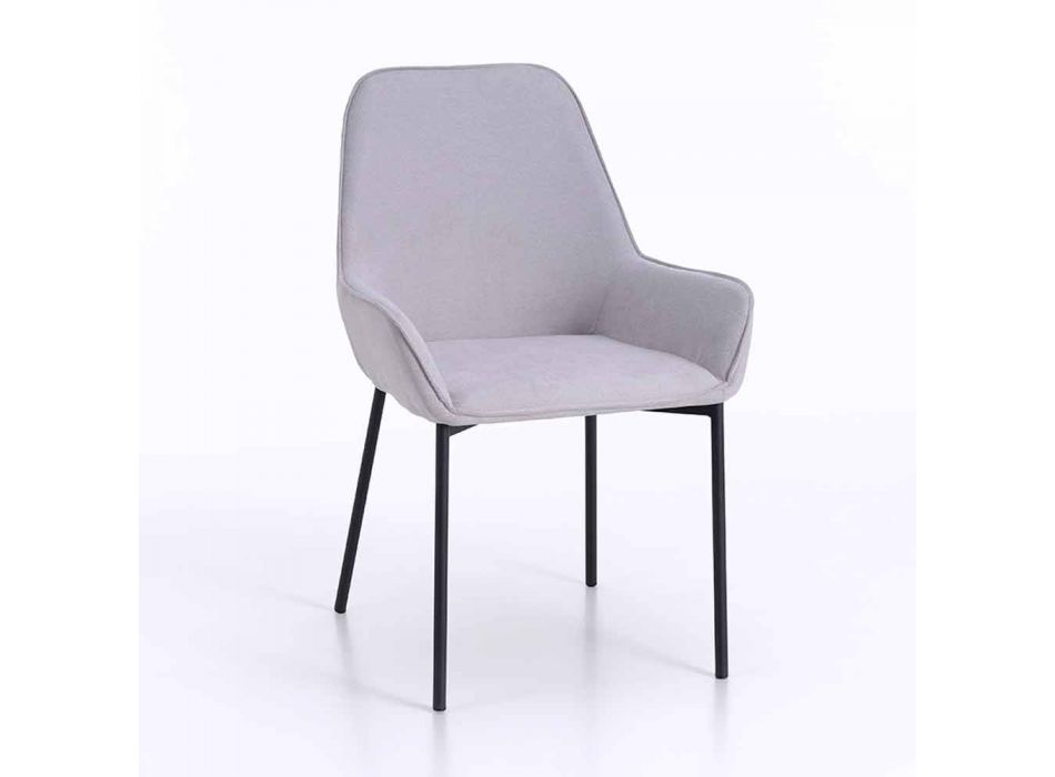 Chaise de salle à manger design en microfibre et métal noir, 4 pièces - Cracco Viadurini