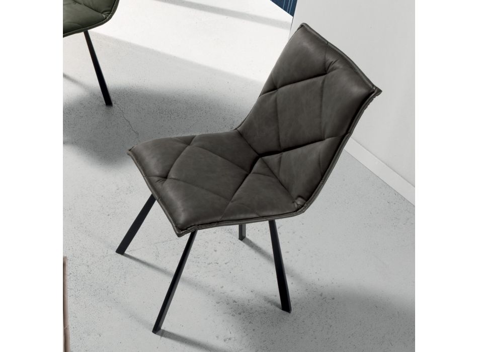 Chaise de salle à manger Ecoleather avec structure en métal 2 pièces - Riccarda Viadurini