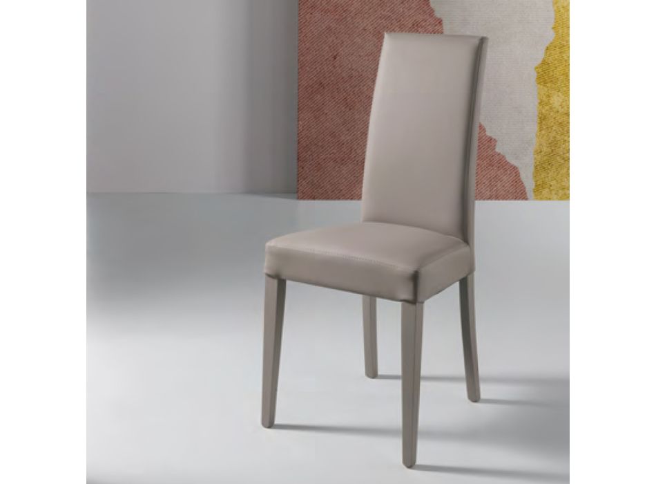 Chaise de salle à manger en écocuir et bois Made in Italy 2 pièces - Altera Viadurini