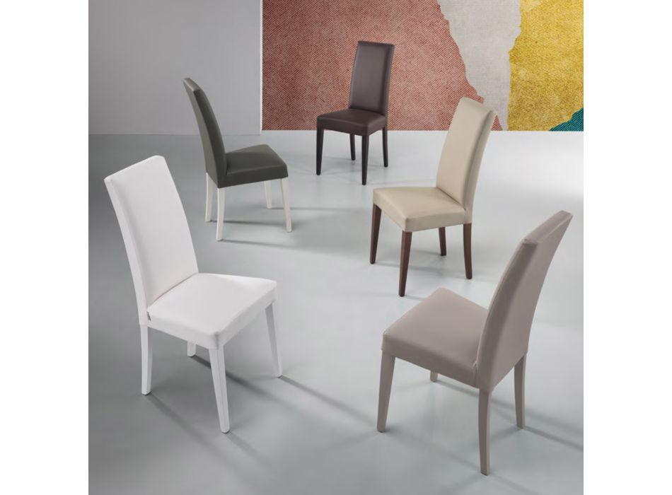 Chaise de salle à manger en éco-cuir et bois Made in Italy 2 pièces - Altera Viadurini