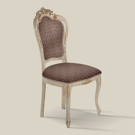 Chaise de salle à manger en bois blanc et tissu Made in Italy - Majesty Viadurini
