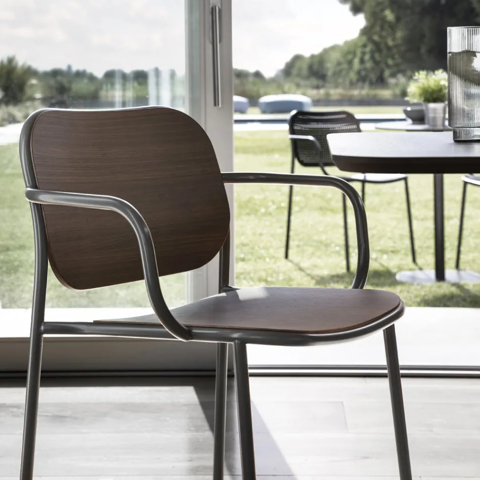 Chaise de salle à manger en bois et métal Made in Italy 2 pièces - Saffia Viadurini