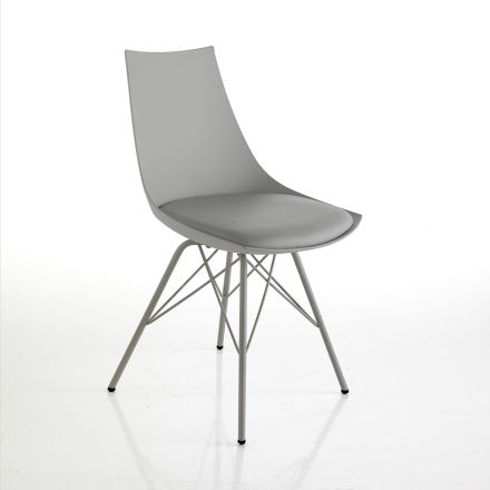 Chaise de salle à manger en cuir, polypropylène et métal 2 pièces - Renella Viadurini