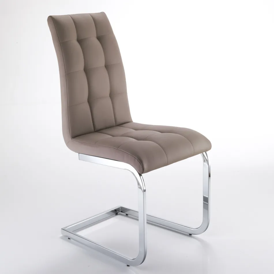 Chaise de salle à manger en cuir synthétique et métal chromé 4 pièces - Molise Viadurini