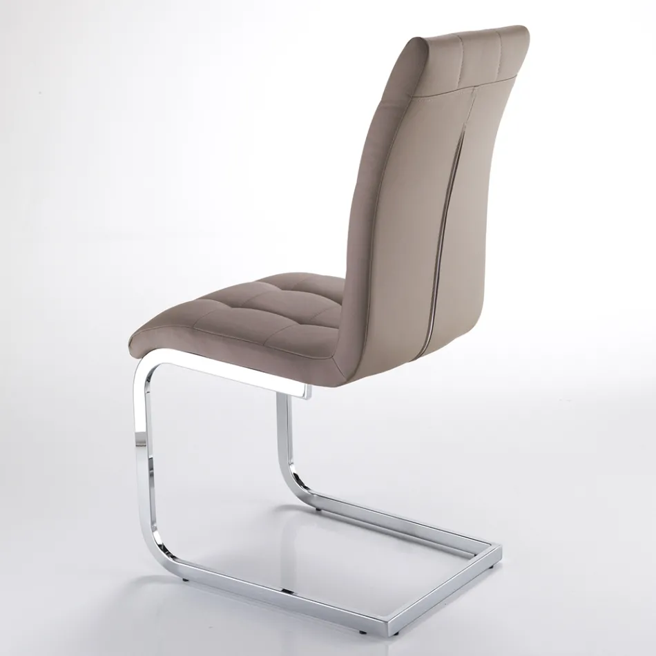Chaise de salle à manger en cuir synthétique et métal chromé 4 pièces - Molise Viadurini