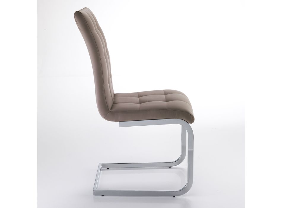 Chaise de salle à manger en cuir synthétique et métal chromé 4 pièces - Molise Viadurini