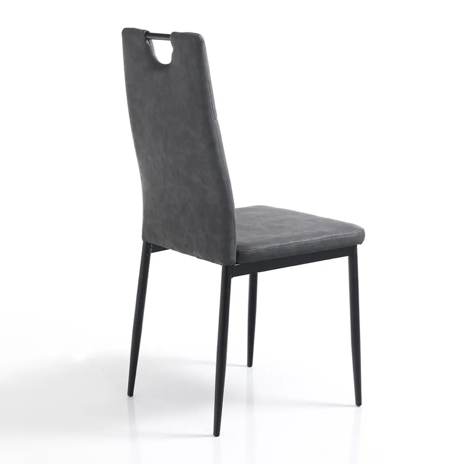 Chaise de salle à manger en cuir synthétique vieilli 4 pièces - Cassandra Viadurini