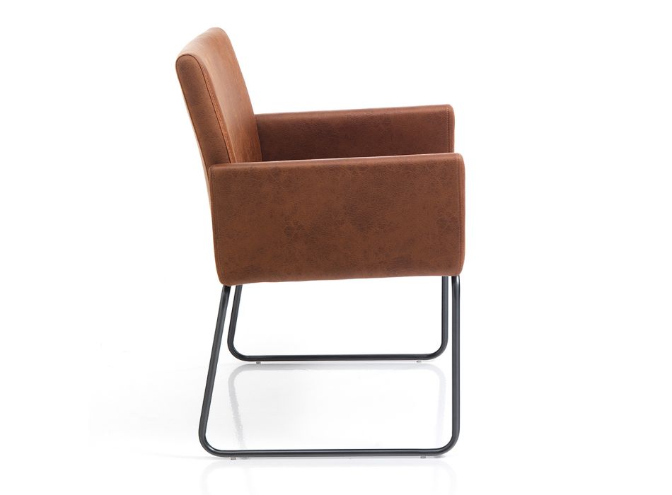 Chaise de salle à manger en cuir synthétique marron et métal 2 pièces - Harold Viadurini