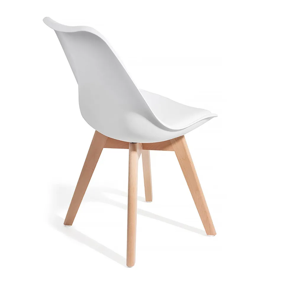 Chaise de salle à manger en polypropylène et cuir synthétique 4 pièces - Chira Viadurini