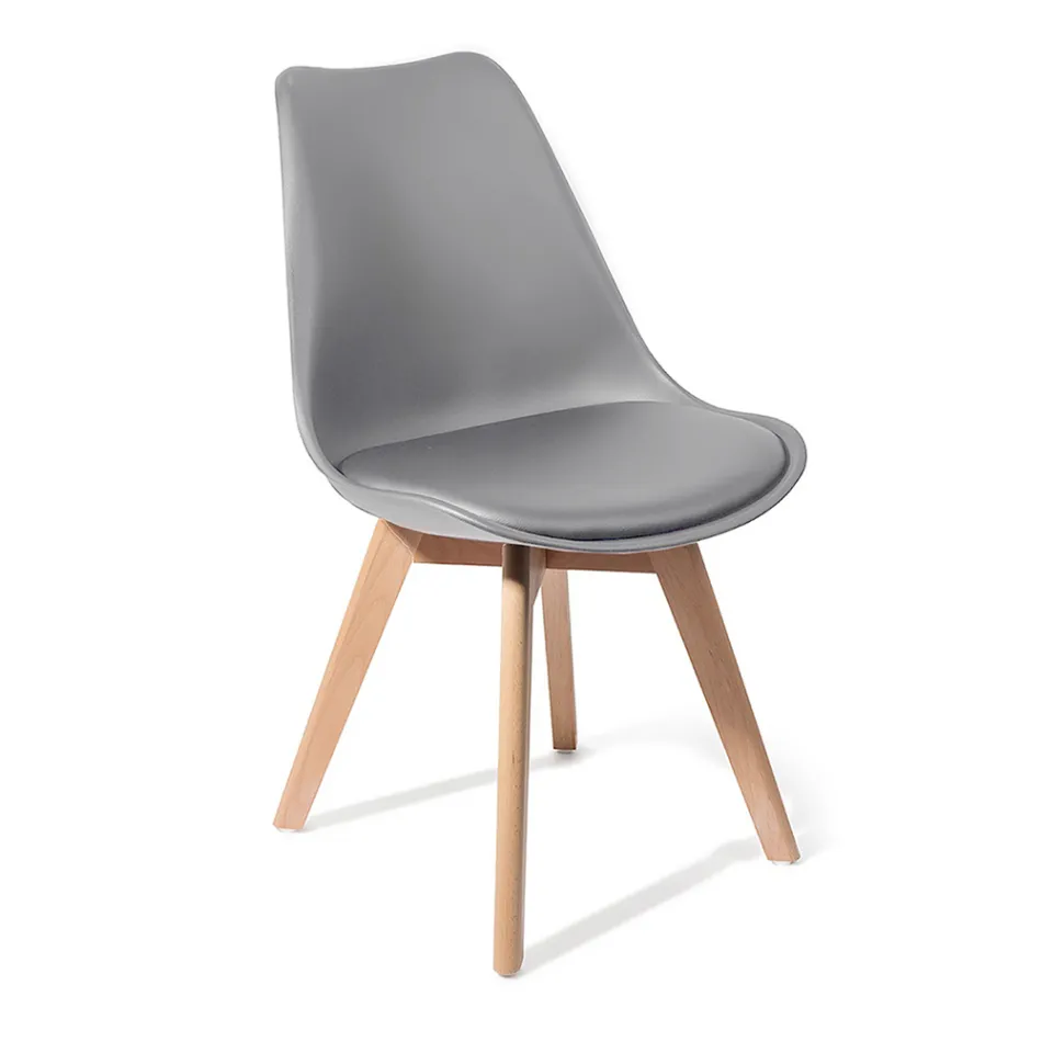 Chaise de salle à manger en polypropylène et cuir synthétique 4 pièces - Chira Viadurini