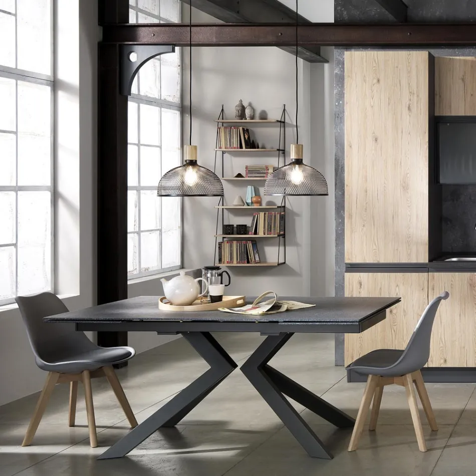 Chaise de salle à manger en polypropylène et cuir synthétique 4 pièces - Chira Viadurini