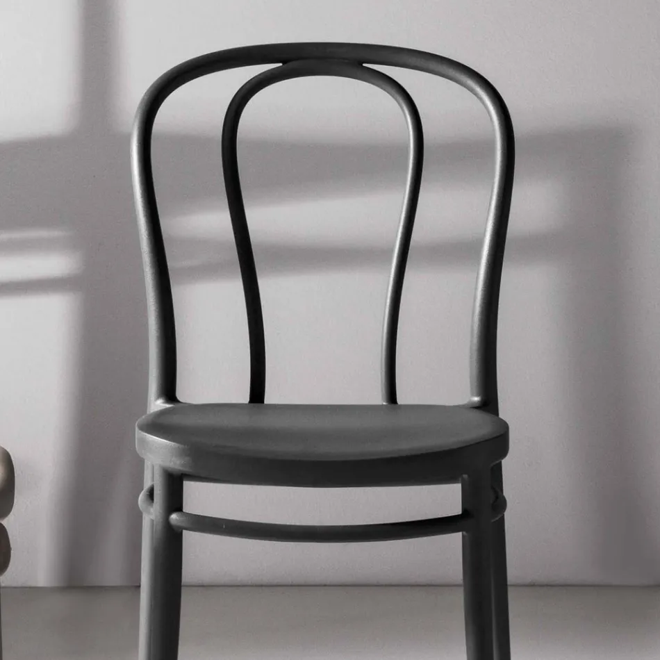 Chaise de salle à manger en polypropylène empilable jusqu'à 10 unités, 4 pièces - Gaya Viadurini