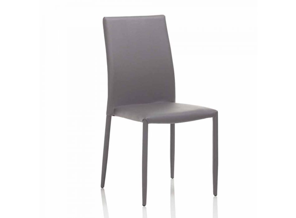 Chaise de salle à manger en similicuir et structure en métal, 4 pièces - Giola Viadurini