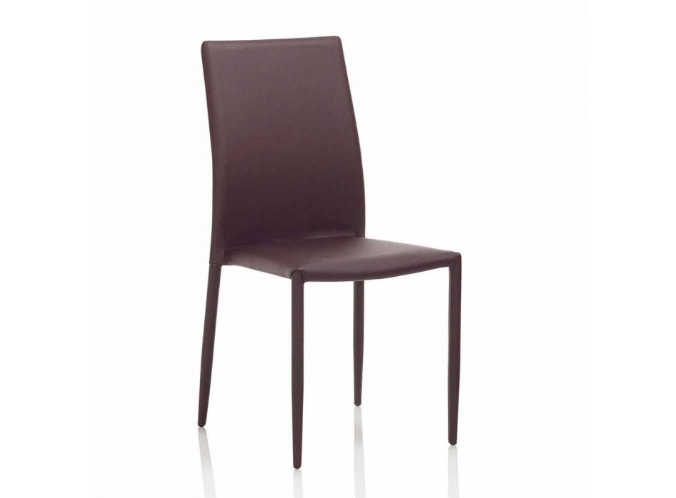 Chaise de salle à manger en similicuir et structure en métal, 4 pièces - Giola Viadurini