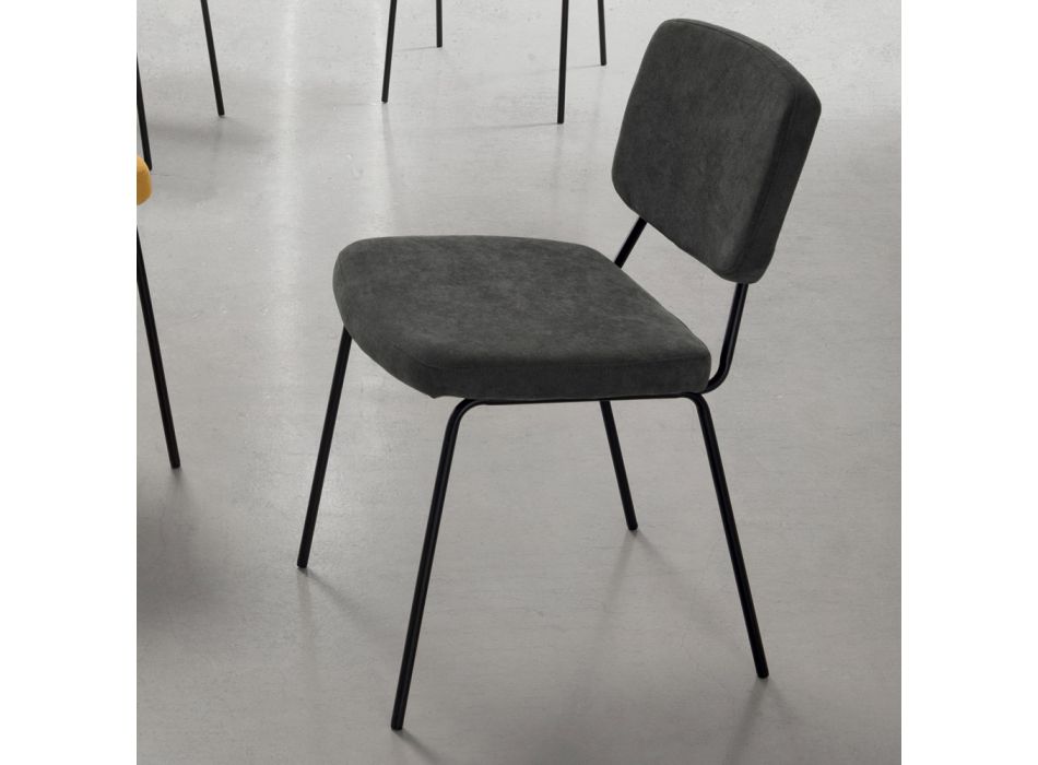 Chaise de salle à manger en tissu avec structure noire 4 pièces - Marylin Viadurini