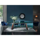 Chaise de salle à manger en tissu et bois fabriquée en Italie 4 pièces - Bardella Viadurini