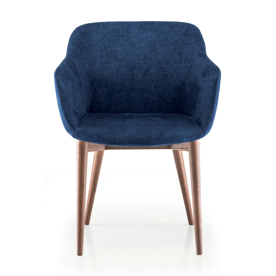 Chaise de salle à manger en tissu et bois fabriquée en Italie 4 pièces - Bardella Viadurini