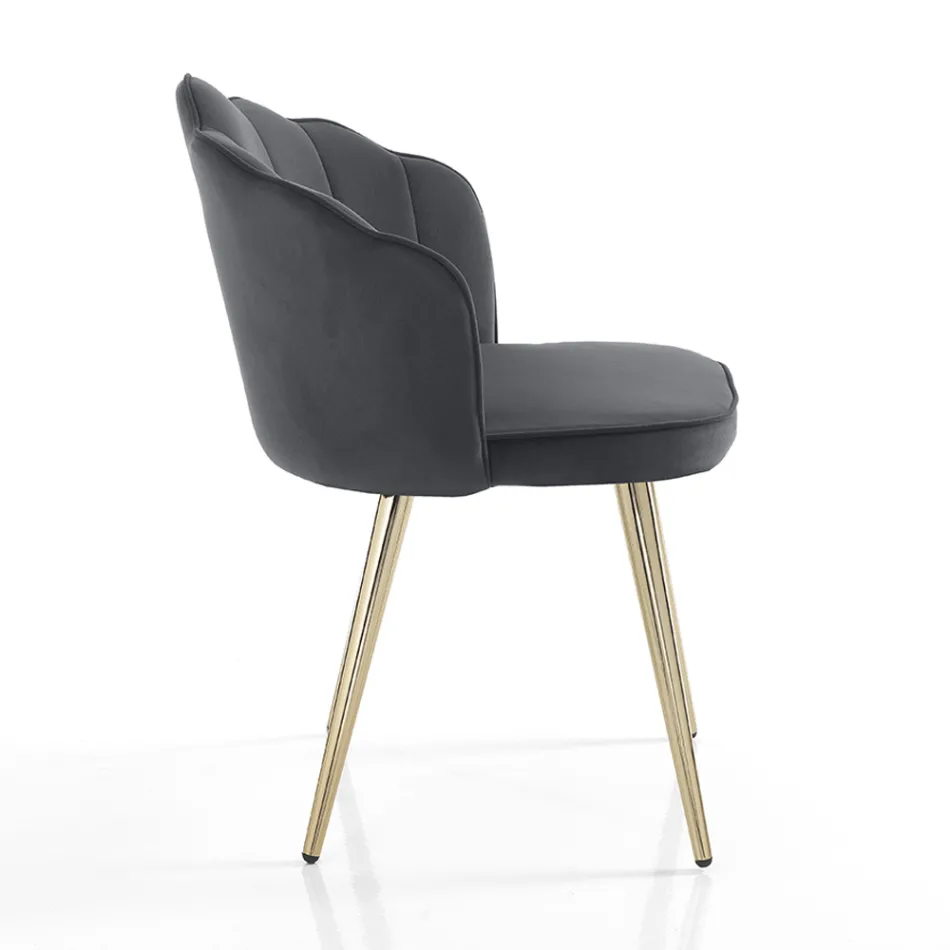 Chaise de salle à manger en tissu et métal finition dorée 4 pièces - Raffinée Viadurini