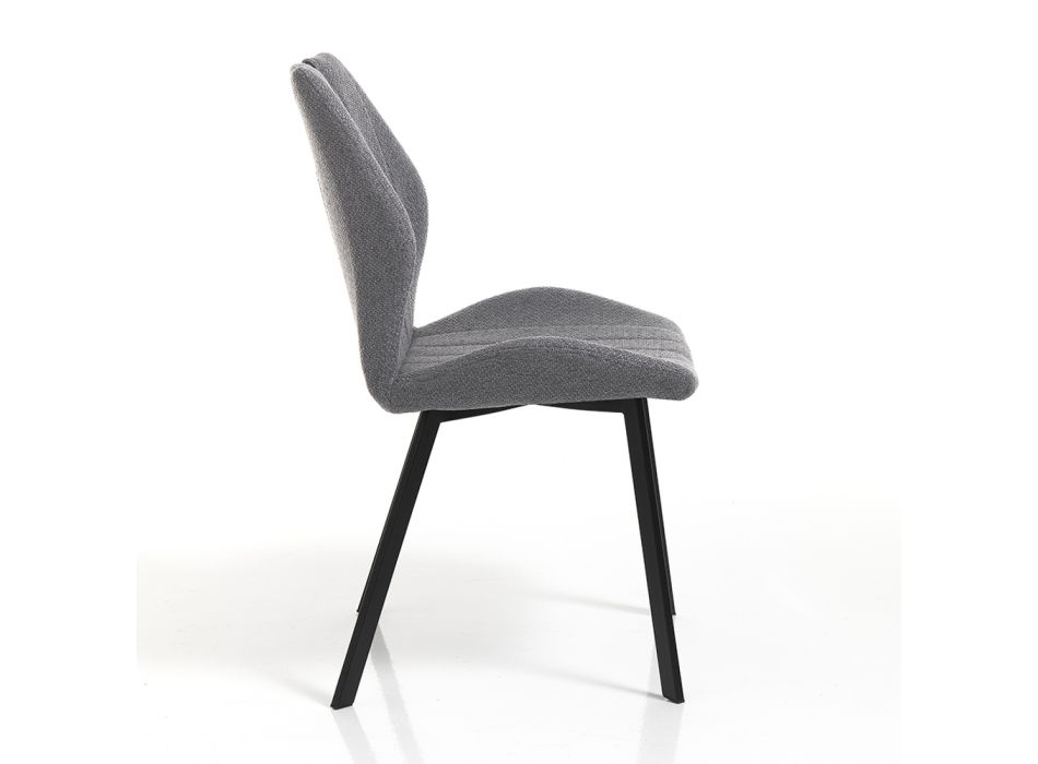 Chaise de salle à manger en tissu gris et métal noir 4 pièces - Savoy Viadurini