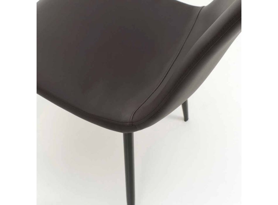 Chaise de salle à manger moderne en similicuir et métal noir, 4 pièces - Pocolo Viadurini