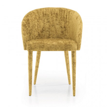 Chaise de salle à manger rembourrée en tissu fabriquée en Italie 4 pièces - Tagata Viadurini