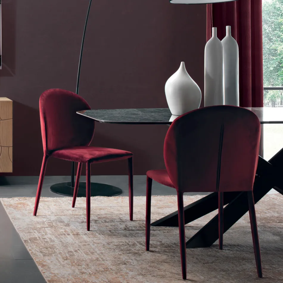 Chaise de salle à manger rembourrée en velours fabriquée en Italie 4 pièces - Victoire Viadurini