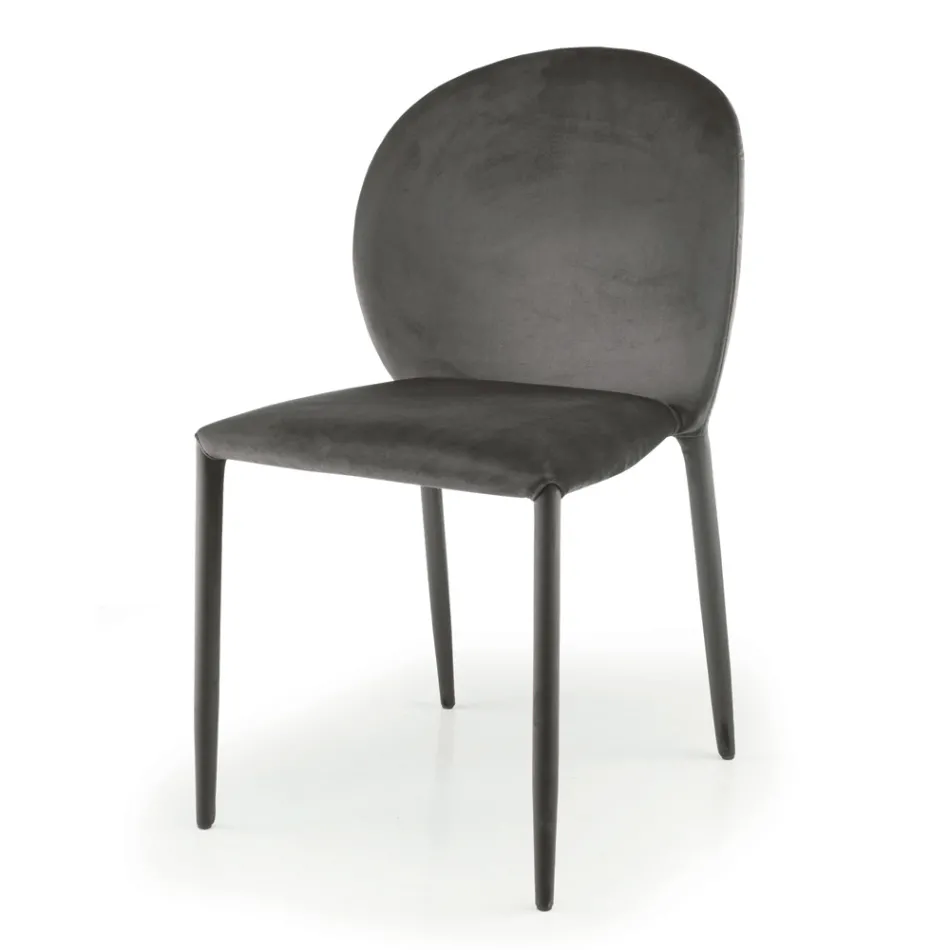 Chaise de salle à manger rembourrée en velours fabriquée en Italie 4 pièces - Victoire Viadurini