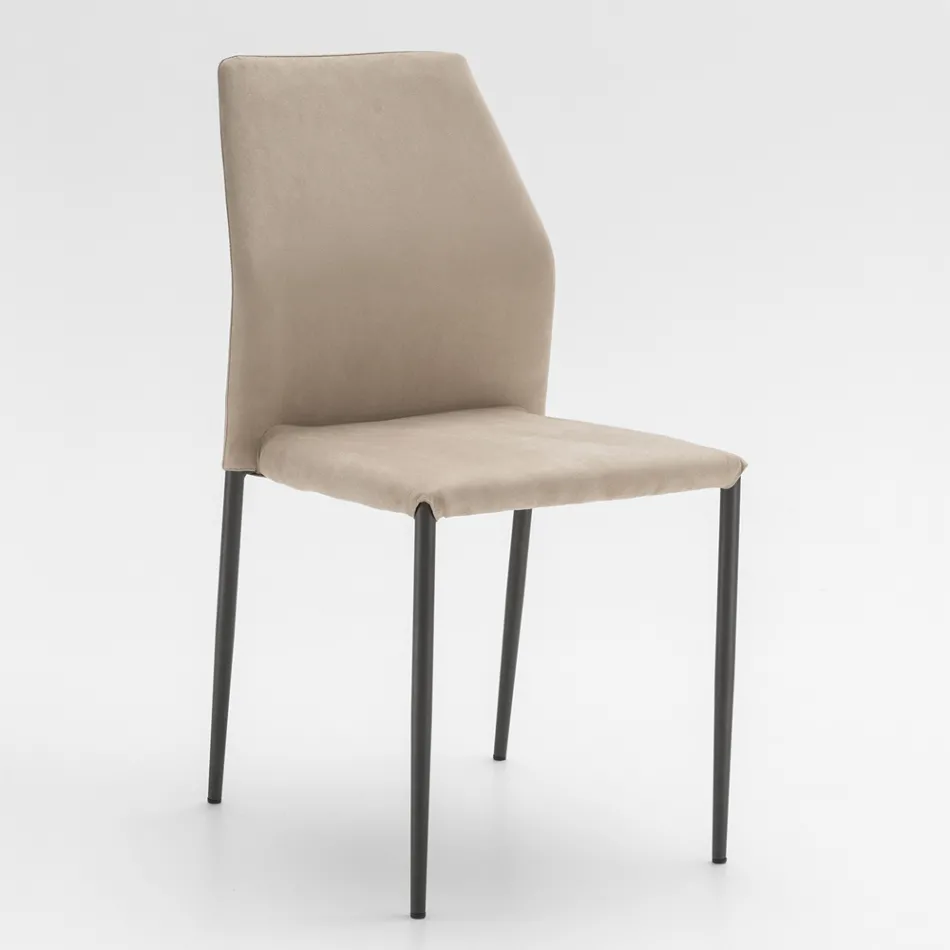 Chaise de salle à manger assise en microfibre Made in Italy, 2 pièces - Camelia Viadurini