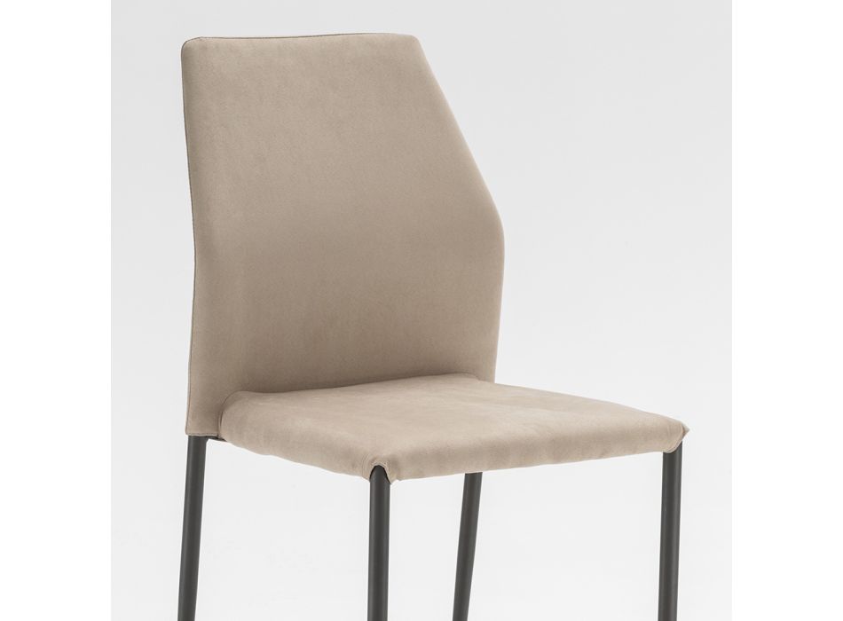 Chaise de salle à manger assise en microfibre Made in Italy, 2 pièces - Camelia Viadurini