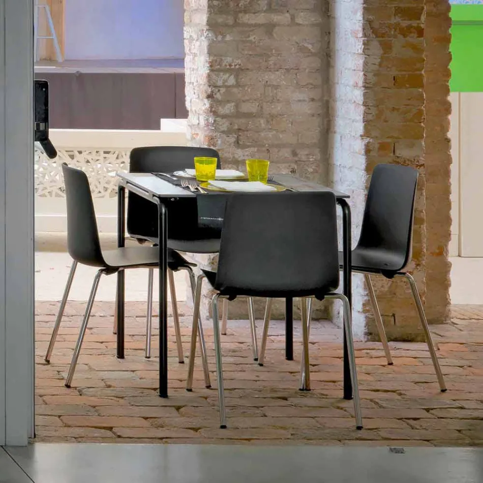 Made in Italy Chaise de salle à manger en métal et polypropylène, 4 pièces - Carlita Viadurini