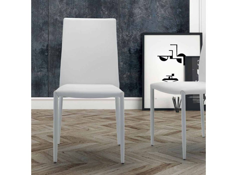 Chaise de salon empilable, rembourrée et recouverte de cuir écaille - Monamour Viadurini