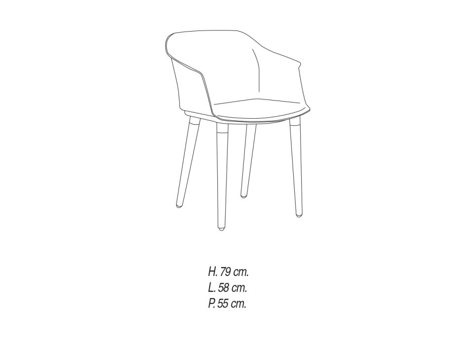 Chaise de salon en bois et polypropylène Made in Italy, 4 pièces - Marbella Viadurini