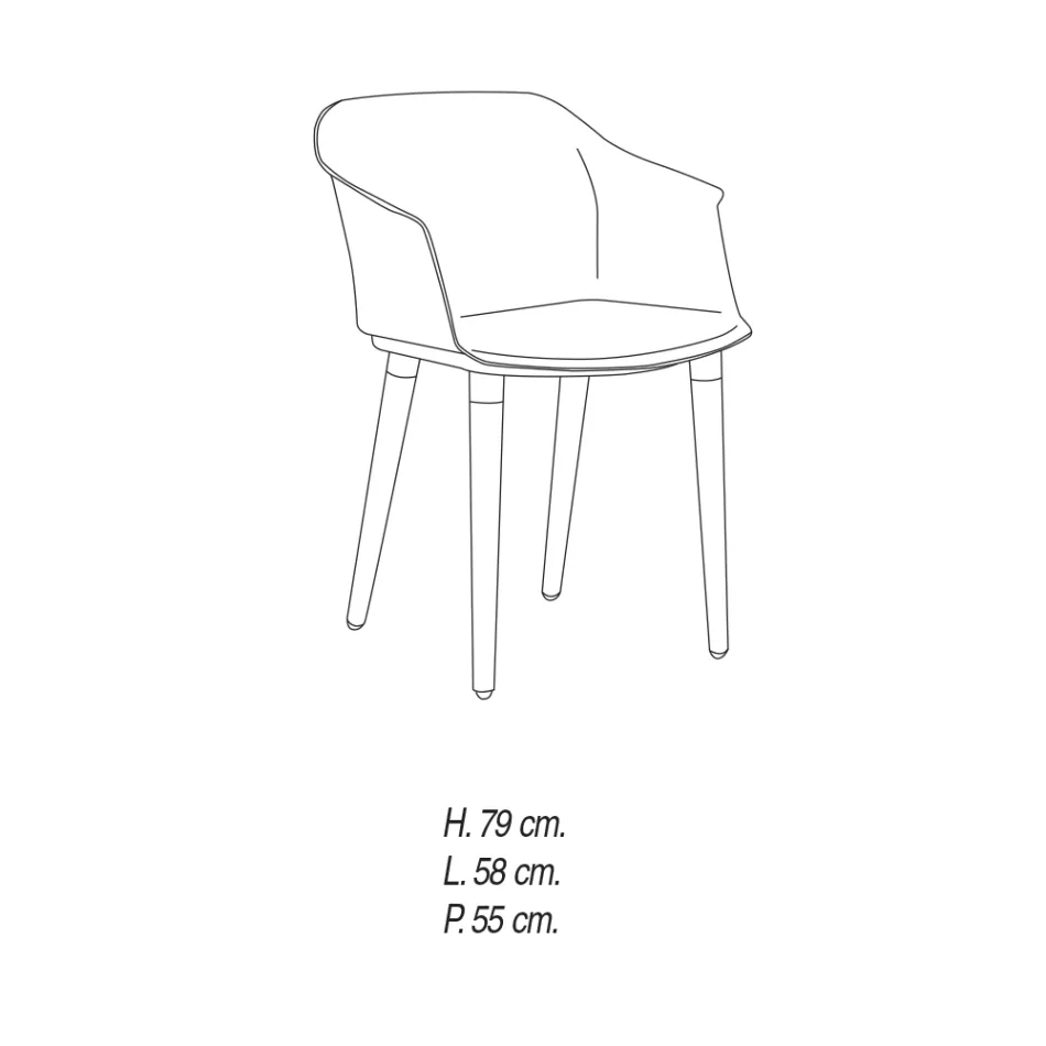 Chaise de salon en bois et polypropylène Made in Italy, 4 pièces - Marbella Viadurini