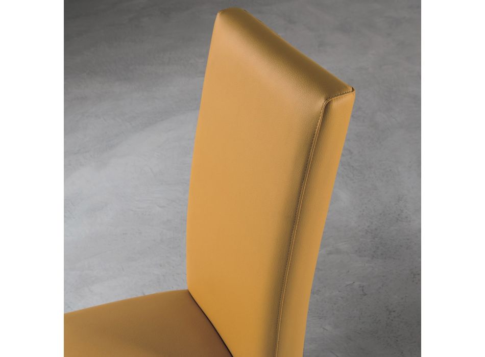Chaise de salon en bois et assise en cuir écologique Design Made in Italy - Agostina Viadurini