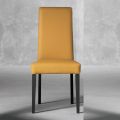 Chaise de salon en bois et assise en cuir écologique Design Made in Italy - Agostina