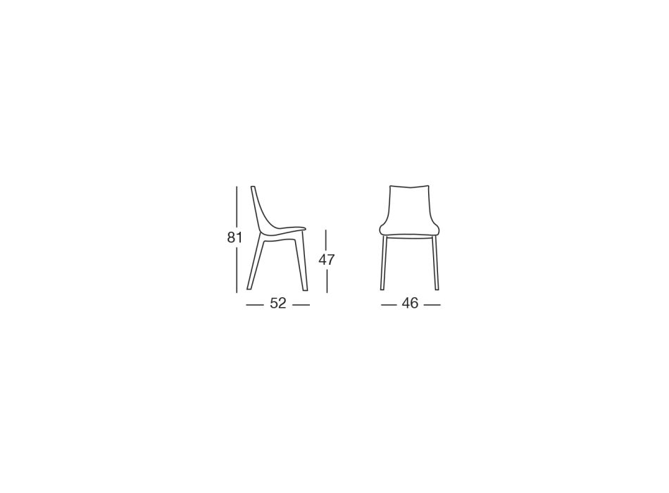 Chaise de Salon en Polycarbonate et Hêtre Made in Italy 2 Pièces - Fedora Viadurini