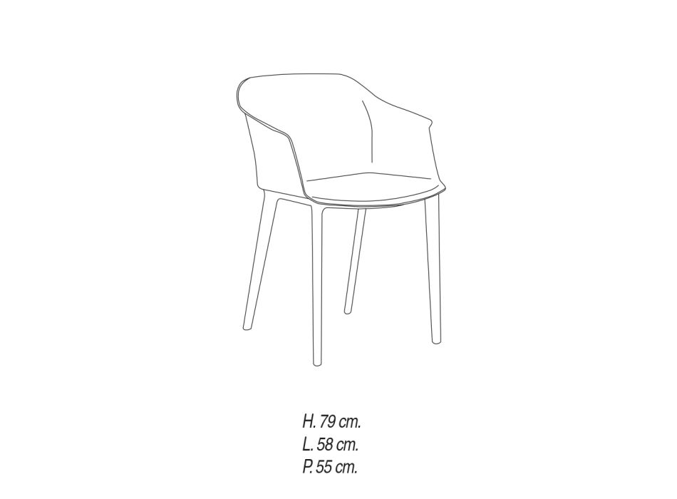 Chaise de salon en polypropylène coloré Made in Italy, 4 pièces - Marbella Viadurini