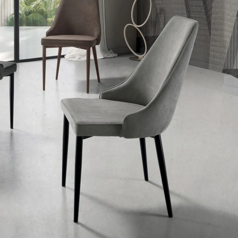 Chaise de salon en tissu avec assise en forme et rembourrée 4 pièces - Isaak Viadurini