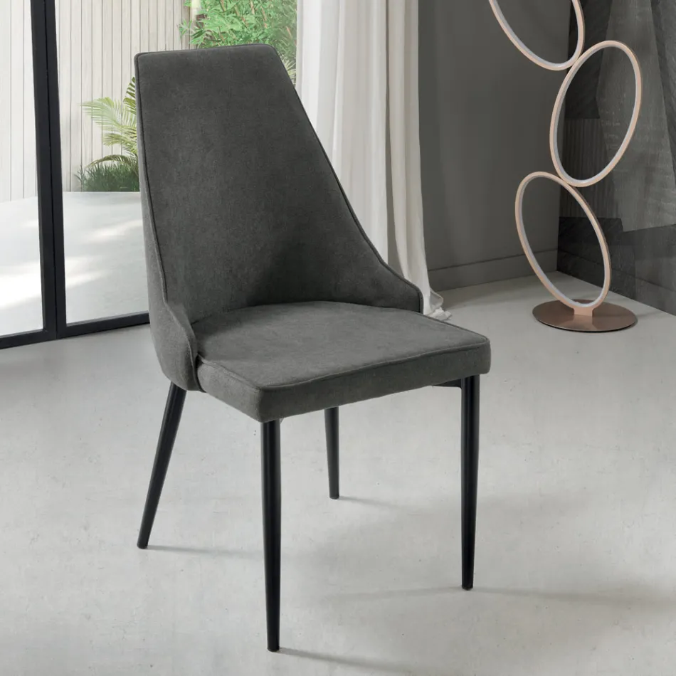 Chaise de salon en tissu avec assise en forme et rembourrée 4 pièces - Isaak Viadurini
