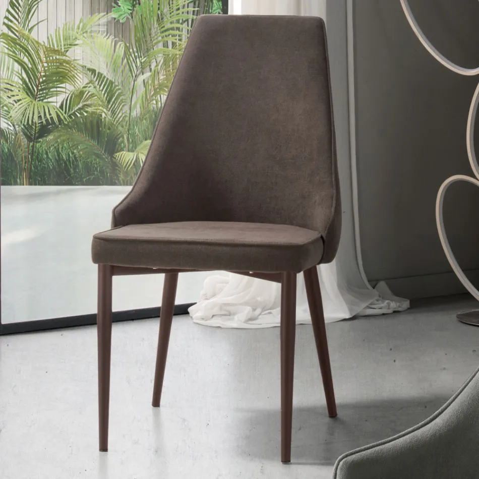 Chaise de salon en tissu avec assise en forme et rembourrée 4 pièces - Isaak Viadurini