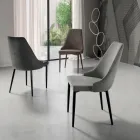 Chaise de salon en tissu avec assise en forme et rembourrée 4 pièces - Isaak Viadurini