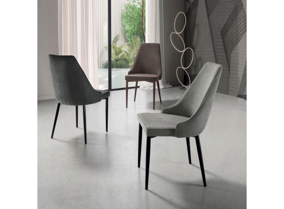 Chaise de salon en tissu avec assise en forme et rembourrée 4 pièces - Isaak Viadurini