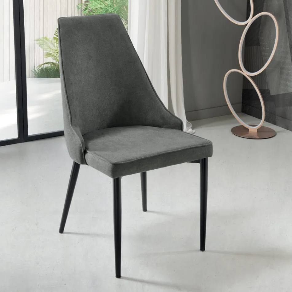 Chaise de salon en tissu avec assise en forme et rembourrée 4 pièces - Isaak Viadurini