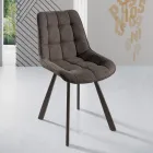 Chaise de salon en tissu rembourré avec motif à carreaux 4 pièces - Raggia Viadurini