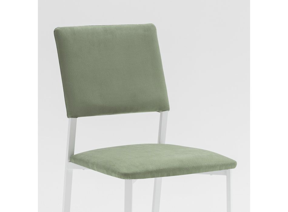 Chaise de salon en métal et assise en microfibre Made in Italy, 2 pièces - Fabiola Viadurini