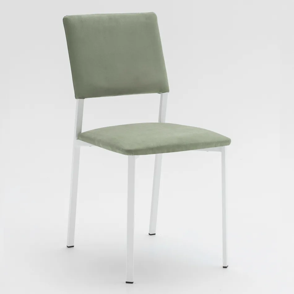 Chaise de salon en métal et assise en microfibre Made in Italy, 2 pièces - Fabiola Viadurini