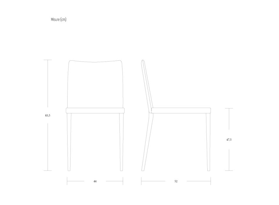 Chaise de salon en métal recouverte de similicuir 2 pièces Made in Italy - Meridian Viadurini